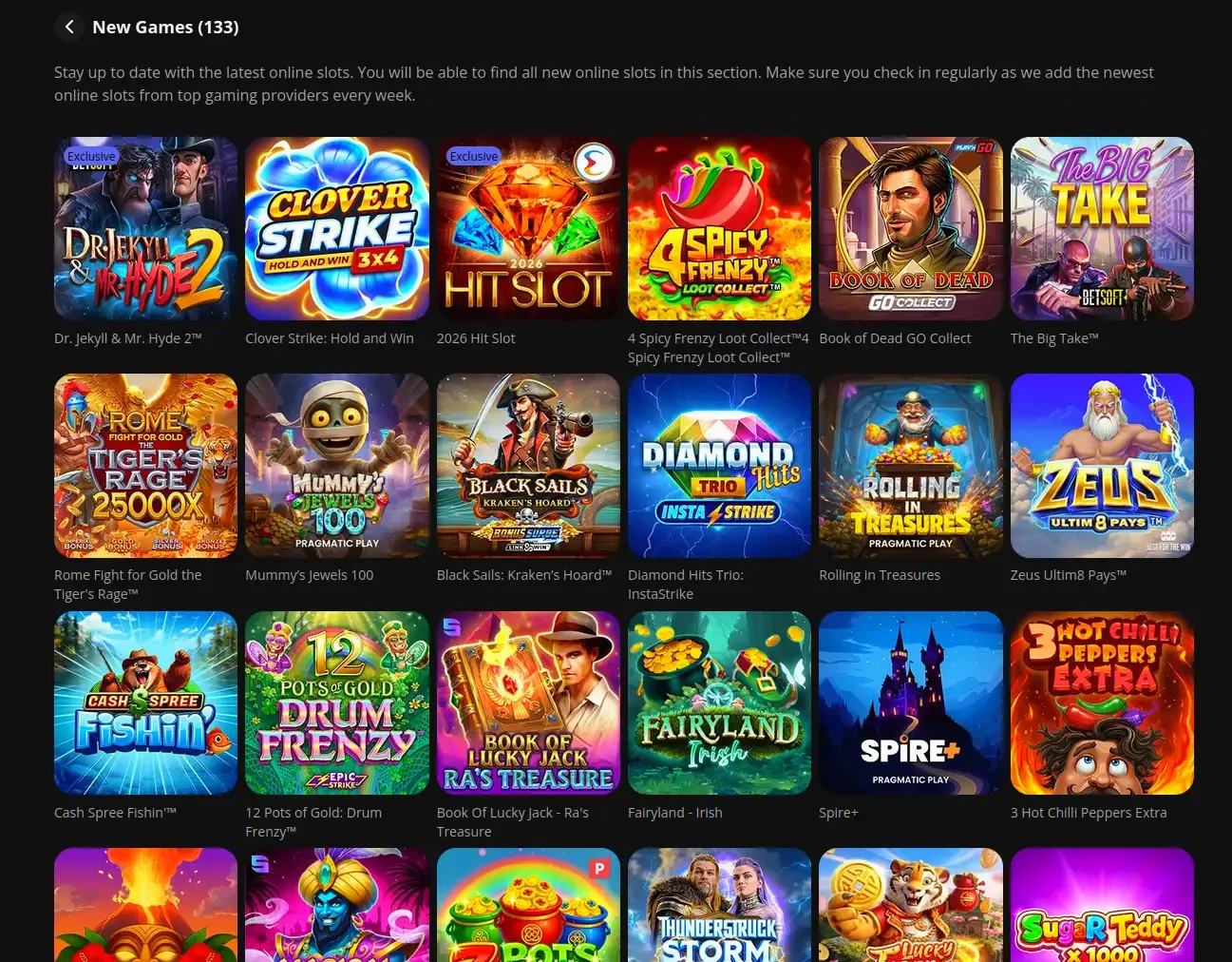 Speelautomaten selectie bij Dux Casino met diverse slots en bonusfuncties