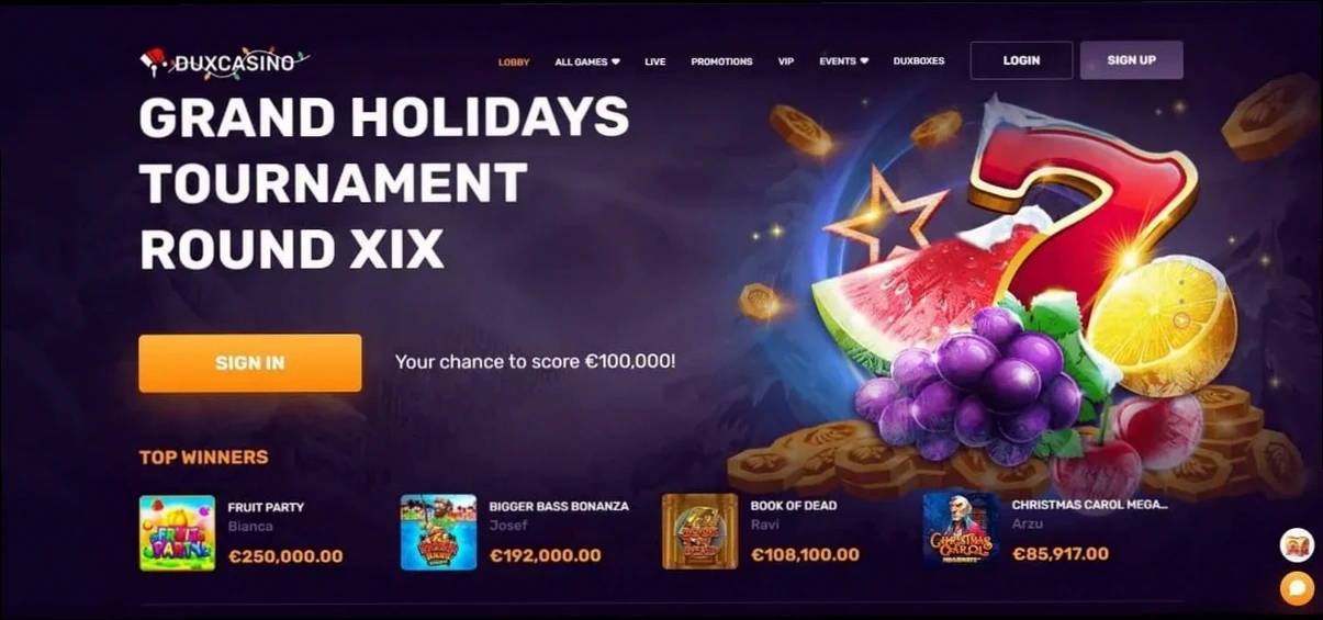 Dux Casino welkomstbonus tot €500 en 150 gratis spins